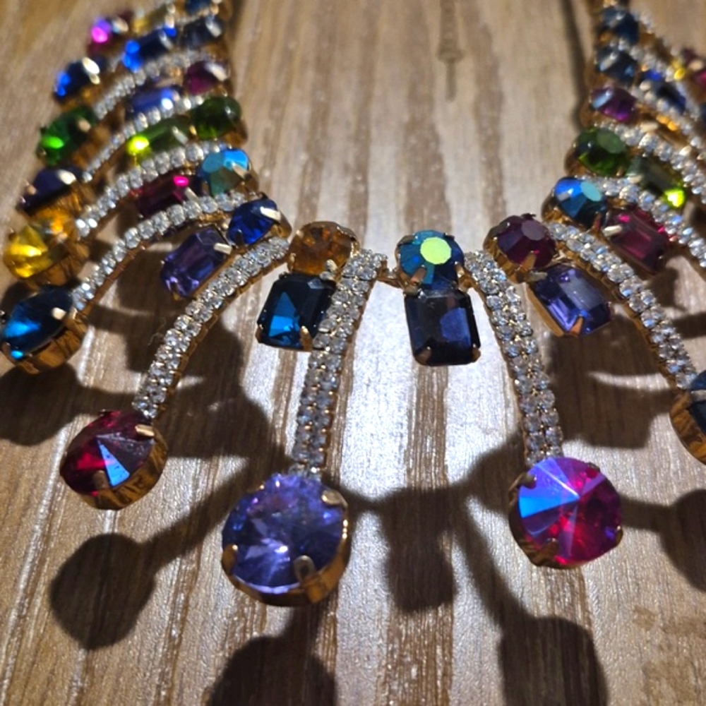Natasha GLAMOUR Necklace Rare Find Blingy Shimmery Colorful - Picture 5 of 13
